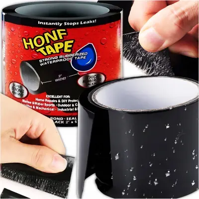 Banda super adeziva tip "flex tape" pentru repararea scurgerilor, rezistenta la apa, culoare neagra, dimensiune 150 x 10cm