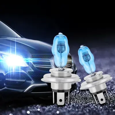 Set 2 becuri halogen h4 - p43 "hod hi-power", putere 90/100w, lumina alba 5000k, 12v, imitatie xenon, cu mufe ceramice