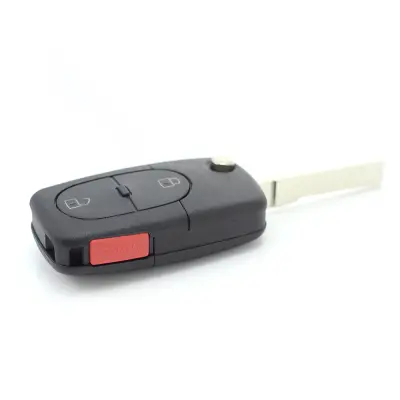 Carguard - audi - carcasa cheie tip briceag, 2+1 butoane, cu buton panica si baterie cr 2032