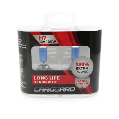 Set de 2 becuri halogen h7, 100w +130% intensitate - long life - carguard