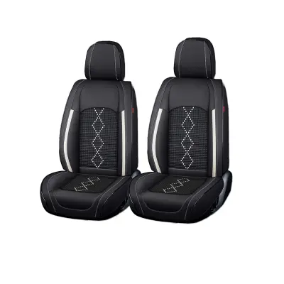 Huse auto premium 5 locuri carguard deluxe piele ecologica perforata si textil - negru - alb