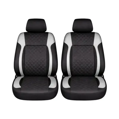 Set huse scaune auto premium, model diamond core, design sportiv,  universale, ergonomice, piele ecologica matlasata, culoare negru/gri