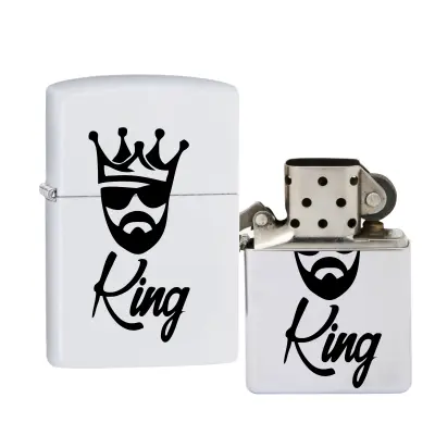 King, bricheta metalica gravata laser cu mesaj
