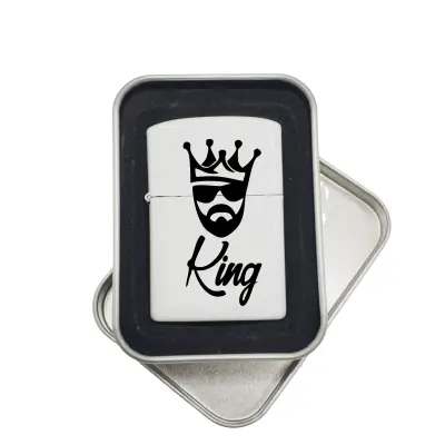 King, bricheta metalica gravata laser cu mesaj