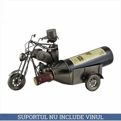 Motocicleta cu atas, suport pentru vin realizat din metal
