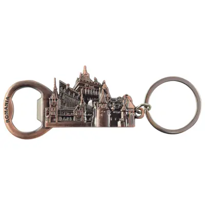 Breloc realizat din metal – design cetati renumite (peles.bran. sighisoara)