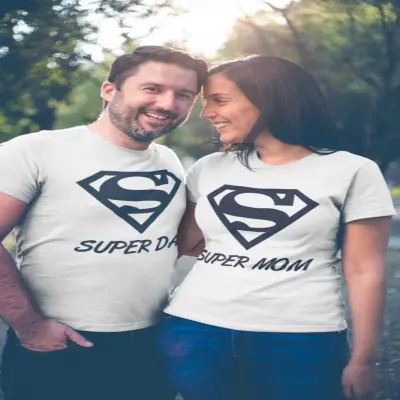 Super mom & dad, set 2  tricouri personalizate b