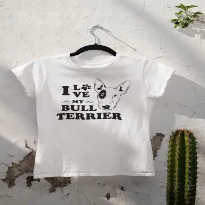 I love my bull terrier, tricou alb cu mesaj