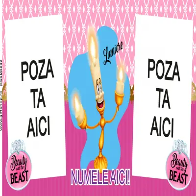 Beauty and the beast, model 4, cana din ceramica, 330ml, personalizata cu 2 poze si 1 text