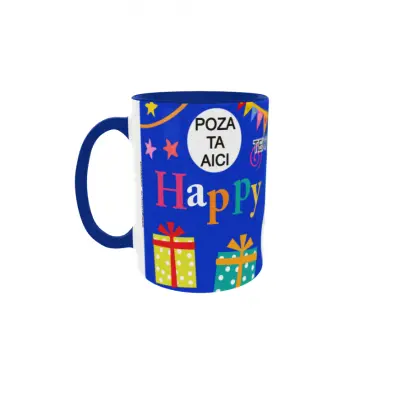 Happy birthday, model 2, cana din ceramica, 330ml, personalizata cu poza si text
