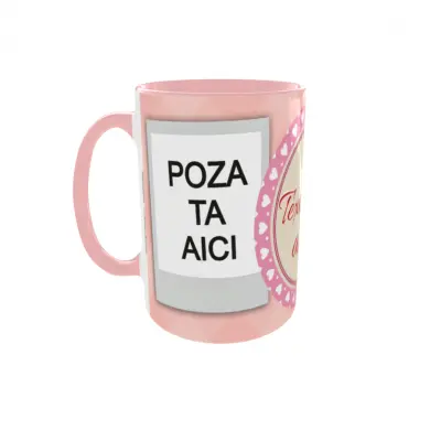 Cana, personalizata cu 2 poze si text, 330ml, model 3223