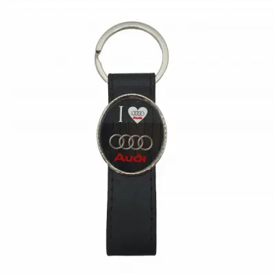 Audi, breloc cu mesaj din metal cu piele negru