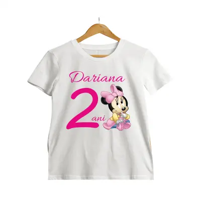 Minnie mouse, tricou cu mesaj - se poate schimba numele si anul
