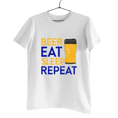 Beer eat sleep repeat, tricou cu mesaj.