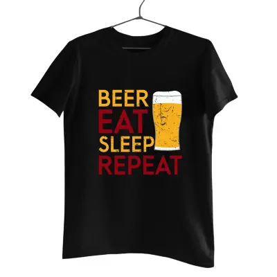 Beer eat sleep repeat, tricou cu mesaj.