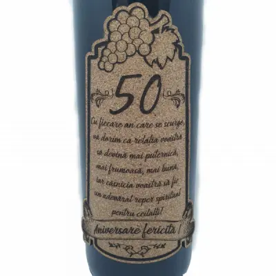 Aniversare fericita 50 de ani, vin rosu cabernet sauvignon, demisec, 750ml, 13.5% alcool