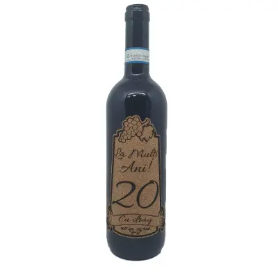 Anul dorit la multi ani pe eticheta din pluta, vin rosu cabernet sauvignon, demisec, 750ml, 13.5% alcool
