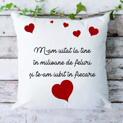M-am uitat la tine in milioane de..., perna cu mesaj, 40 cm, model 2