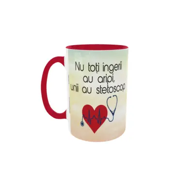 Nu toti ingerii au aripi unii au stetoscop, model 1, cana ceramica, 330ml