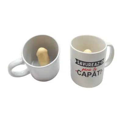 Savureaz-o pana la capat!, cana cu p..a, din ceramica