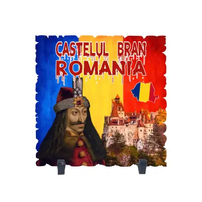 Castelul bran romania, placheta cu mesaj