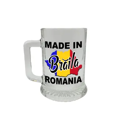 Made in braila romania, halba cu mesaj