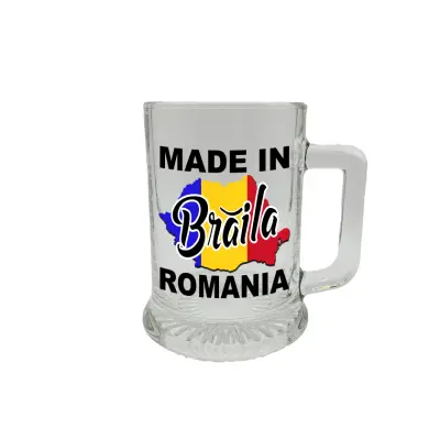 Made in braila romania, halba cu mesaj