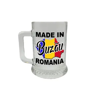 Made in buzau romania, halba cu mesaj