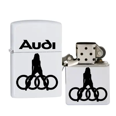Audi, bricheta metalica gravata laser cu mesaj model 1