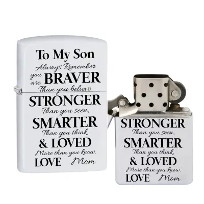 To my son ... , bricheta metalica gravata laser cu mesaj
