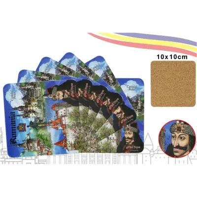 Romania, castele, vlad tepes, set 6 suporti pahare
