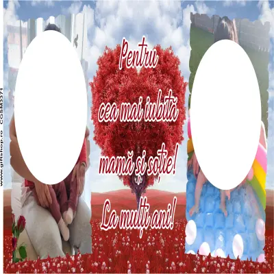Pentru cea mai iubita mama si sotie, cana din ceramica, 330ml, personalizata cu 2 poze si text model 3371