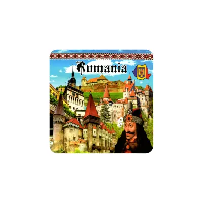 Castelul bran, vlad tepes, set 6 suporti coster din lemn, model a