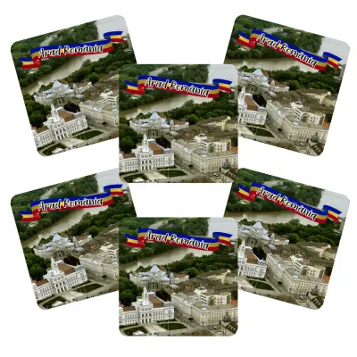 Arad romania, set 6 suporti coster din lemn, model b