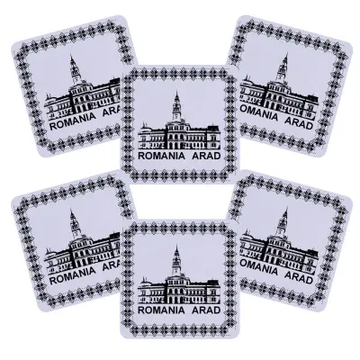 Arad romania, set 6 suporti coster din lemn, model 007
