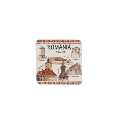 Brasov romania, set 6 suporti coster din lemn, model 040684