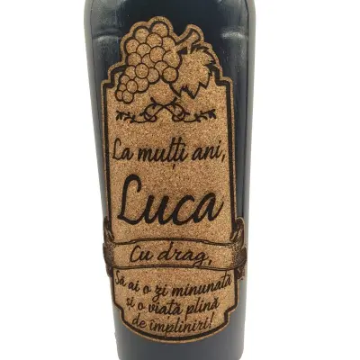 La multi ani luca, eticheta pluta cu mesaj