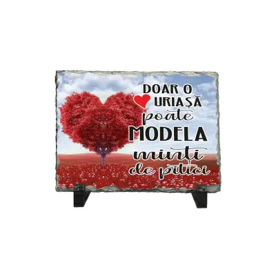 Doar o inima uriasa poate modela minti de pitici, piatra ardezie personalizata, cu mesaj model pa018