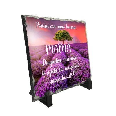 Pentru cea mai buna mama, piatra ardezie personalizata, cu mesaj model, pa107
