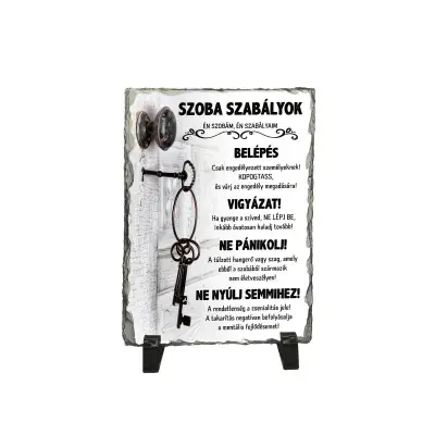 Szoba szabÁlyok, piatra ardezie personalizata, cu mesaj model, pa136