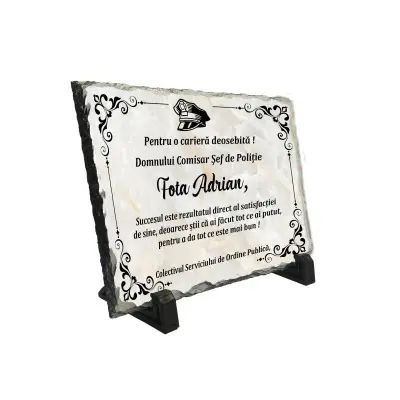 Pentru o cariera deosebita, piatra ardezie personalizata, cu mesaj model, pap005