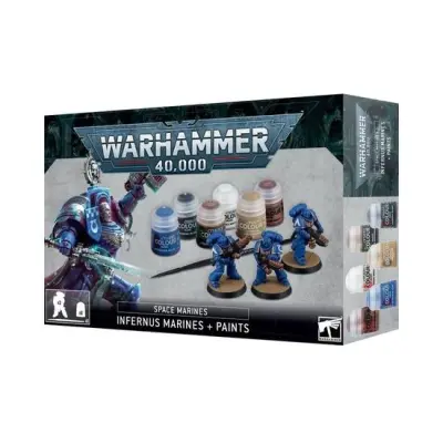 Kit 3 miniaturi nepictate, 6 vopseluri si 1 pensula, warhammer 40.000, infernus marines