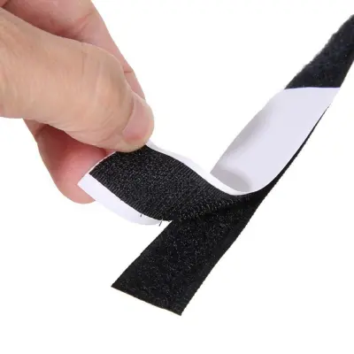 Set 10 buc. banda velcro autoadeziva, dimensiuni 30mm latime x 10cm lungime, culoare neagra