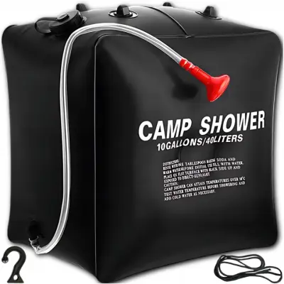 Dus solar suspendat pentru camping sau plaja, capacitate 40l, culoare neagra